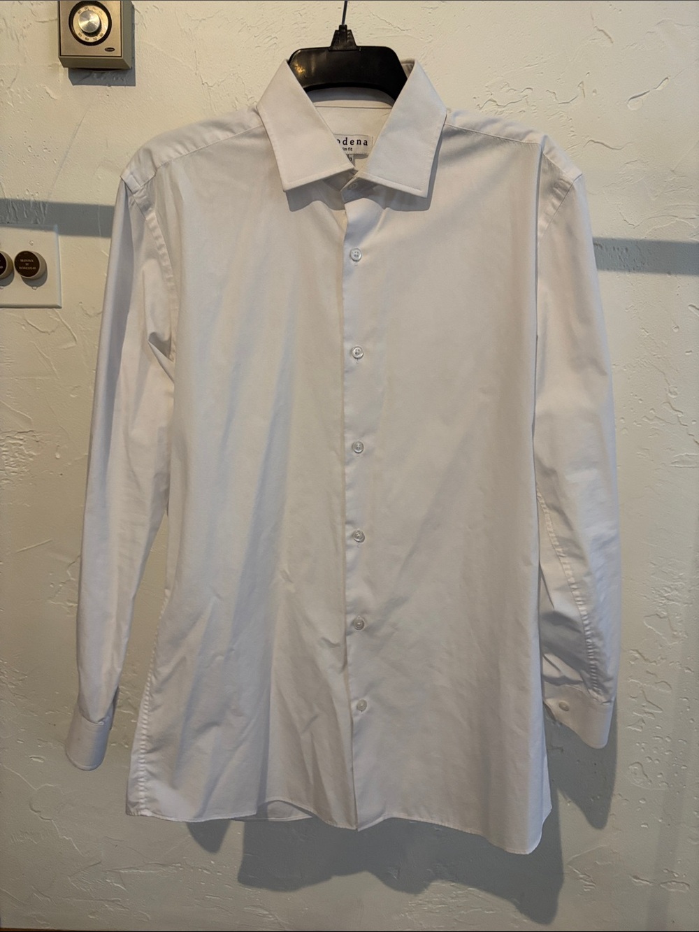 Modena Men's Slim Fit White Dress Shirt - Tailored Point Collar